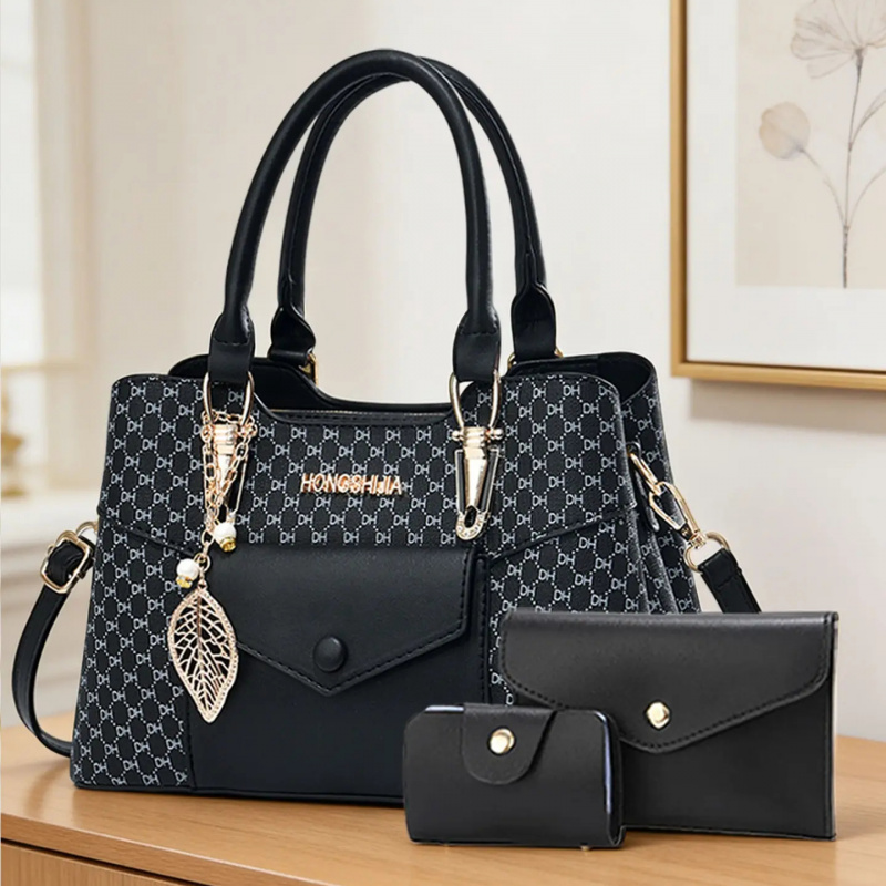 Luxury Bags - 高級感のある質感の大型通勤用トートバッグ、カラーブロックデザインのクロスボディバッグを備えたラグジュアリーな女性用バッグシリーズ
