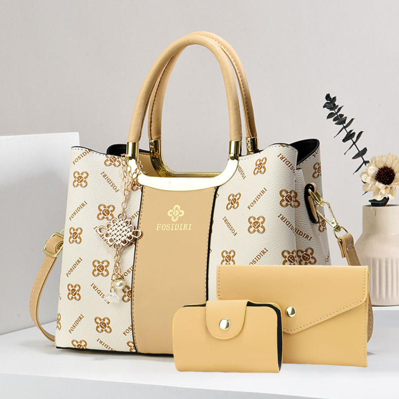 Luxury Bags - ライトラグジュアリー高級プリントハンドバッグ（女性用）、3ピースレディースバッグセット、通勤や日常レジャーに最適な多機能女性用バッグ