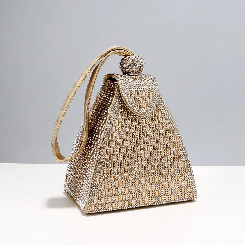 Luxury Bags Brand Pyramid - 女性のためのラインストーン付きの豪華なイブニングバッグ,ピラミッド型のクラッチ,シックなポイント,ファッション,オリジナルブランド,高品質,新しいコレクション