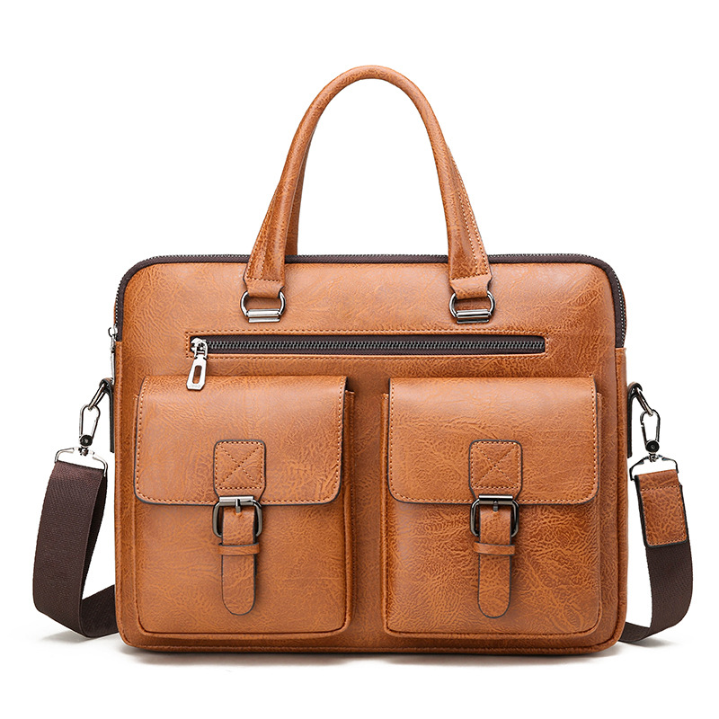 Luxury Bags For Laptop - 男性用PUレザービジネスブリーフケース,ショルダーバッグ,ラップトップ用オフィスランチバッグ,A4ファイル,高級ブランド