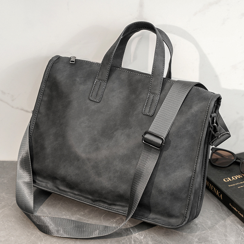 Luxury Bags For Laptop - カジュアルビジネスメンズハンドバッグファッション大容量ブリーフケースショルダーストラップ付き男性クロスドヨーバッグ高級PUレザーラップトップバッグ