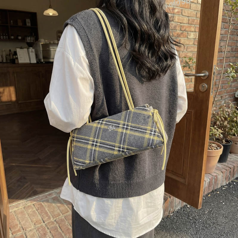 Luxury Bags Affordable - ファッションマイクロファイバーストライプチェック柄ジッパーボウハンドバッグ 2026 高品質サッチェルバッグ手頃な価格の高級デザインセンスショルダーバッグ