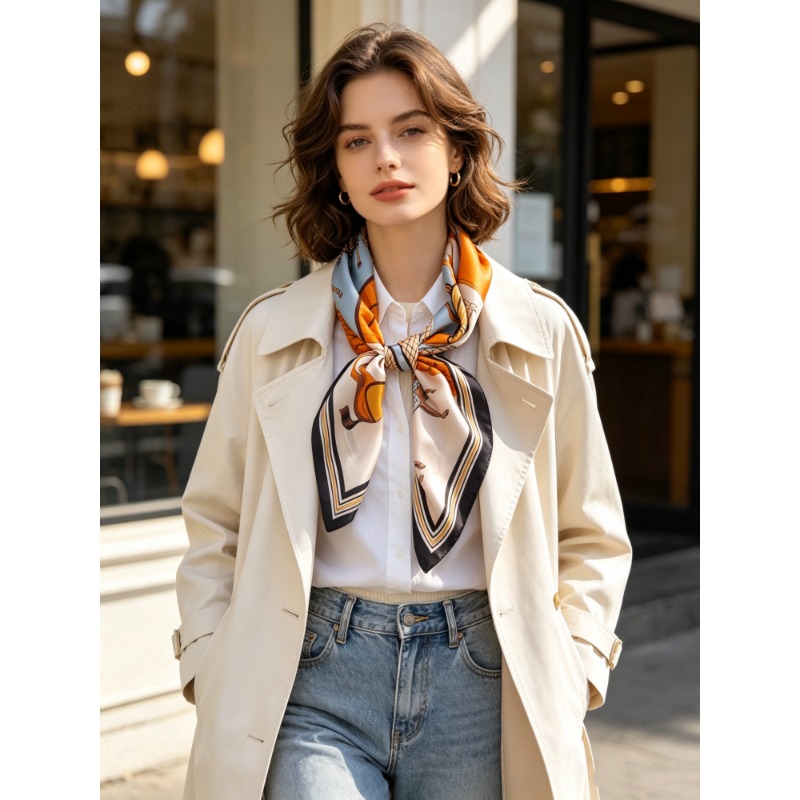Luxury Bags For Travel - 高級 100% マルベリーシルク スクエアスカーフ 70cm レトロブロック馬柄ネックラップヘッドスカーフバッグ装飾レディース旅行ホリデープレゼント