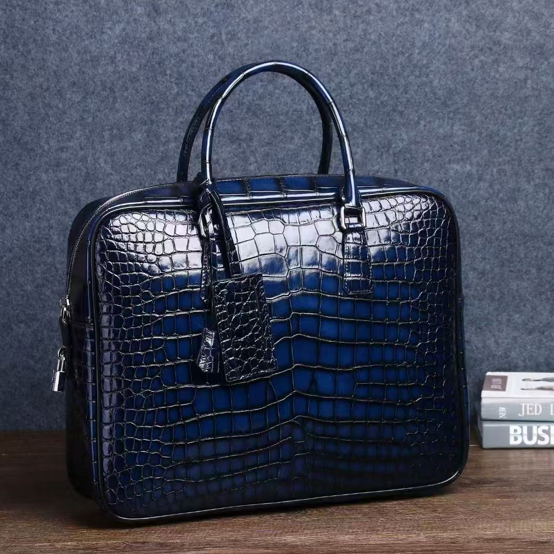 Luxury Bags For Laptop - 2025 新しい高級ワニ柄本革ビジネスメンズブリーフケース男性ショルダーバッグ男性メッセンジャーラップトップコンピュータバッグ