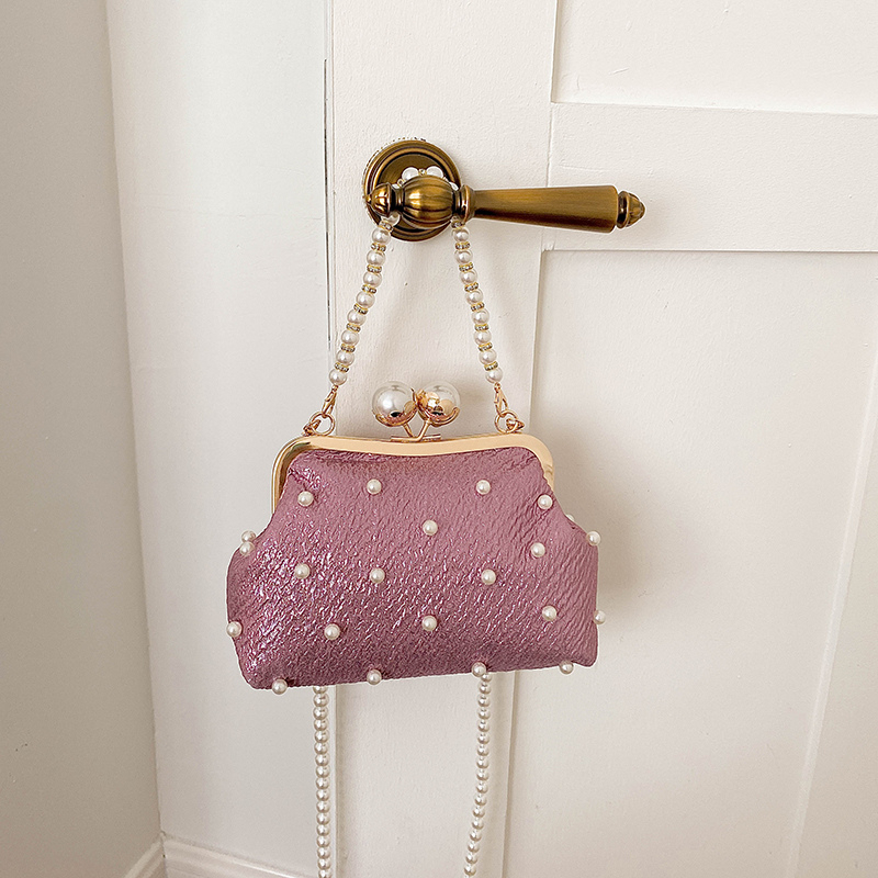 Luxury Bags Affordable - グリッターパール装飾キスロックイブニングクラッチバッグ女性パールチェーンクロスボディ財布ウェディングパーティー手頃な価格の高級ハンドバッグ