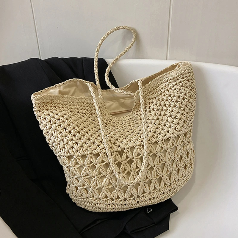 カジュアルデザインわら織りバッグトレンド高級女性ショルダーバ - Luxury Bags For Travel のレビューと価格