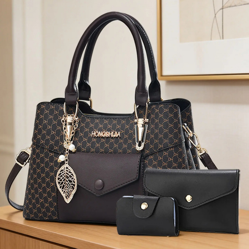 高級感のある質感の大型通勤用トートバッグ、カラーブロックデザ - Luxury Bags のレビューと価格