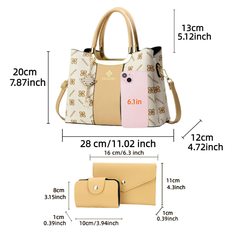 ライトラグジュアリー高級プリントハンドバッグ（女性用）、3ピ - Luxury Bags のレビューと価格