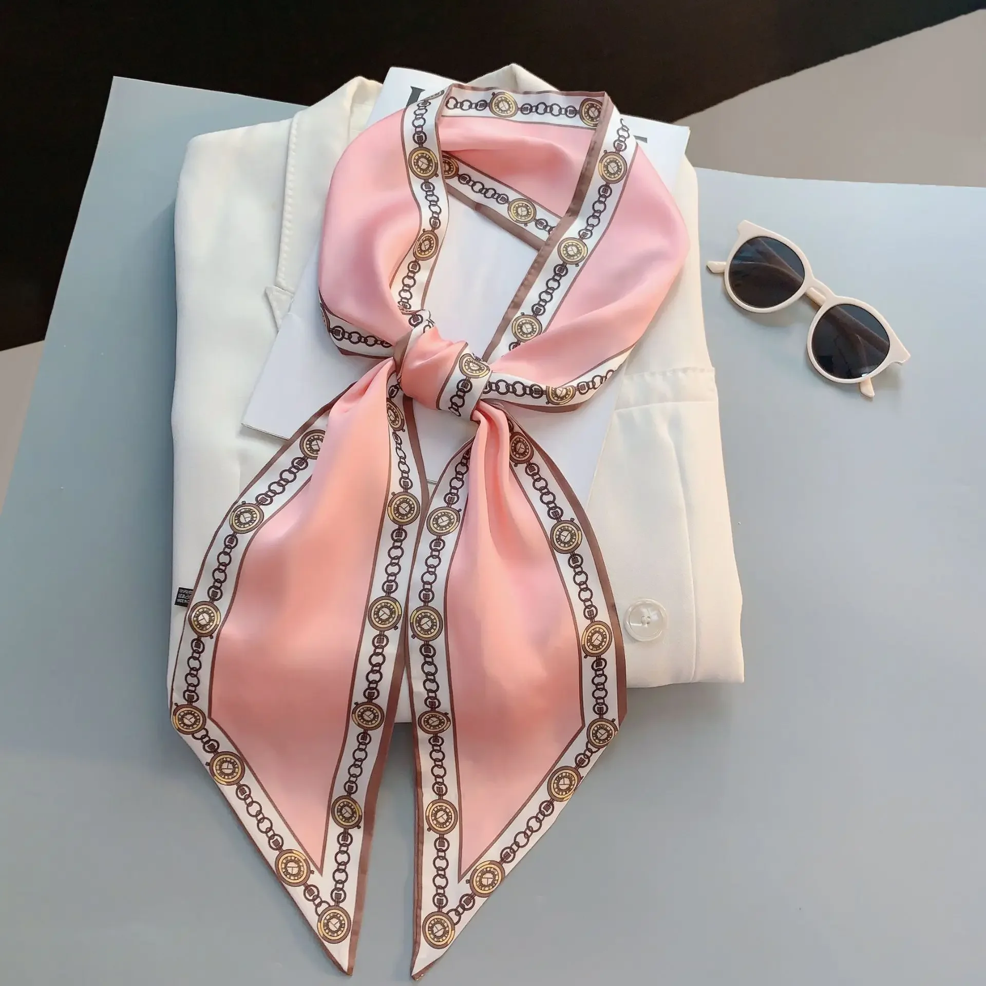 デザインプリントスキニースカーフ格子柄馬毛ヘアバンドスカーフ - Luxury Bags Brands のレビューと価格