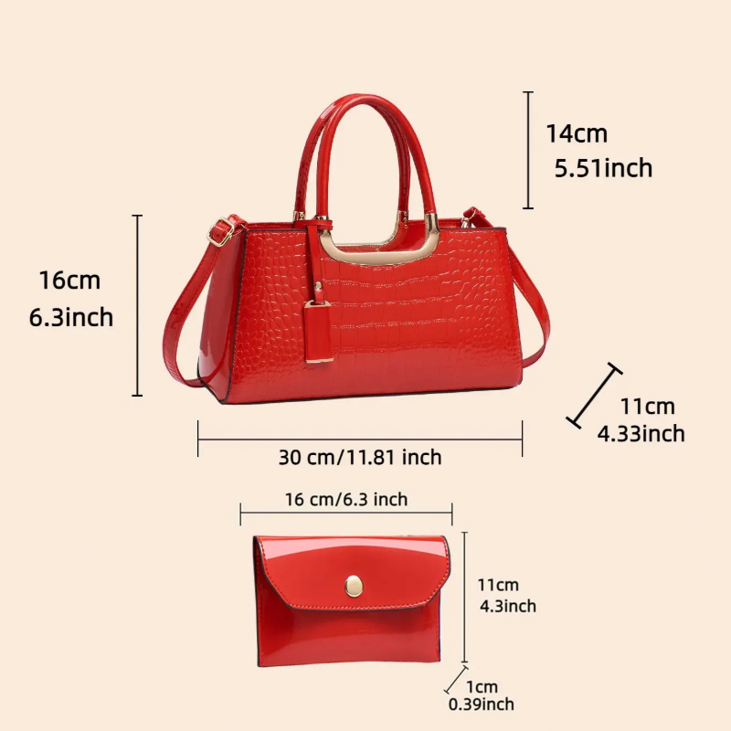 レディースハンドバッグセット、軽量高級PU素材クロスボディシ - Luxury Bags のレビューと価格