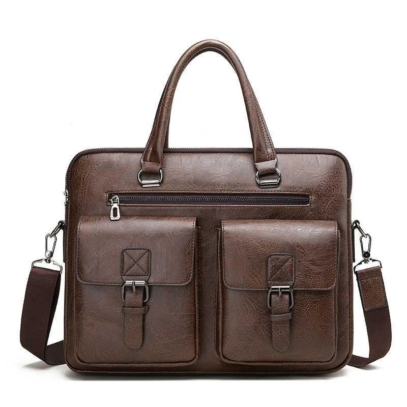 男性用PUレザービジネスブリーフケース,ショルダーバッグ,ラ - Luxury Bags For Laptop のレビューと価格