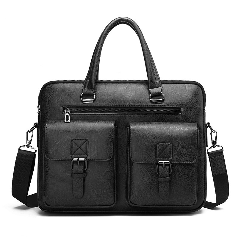 男性用PUレザービジネスブリーフケース,ショルダーバッグ,ラ - Luxury Bags For Laptop のレビューと価格