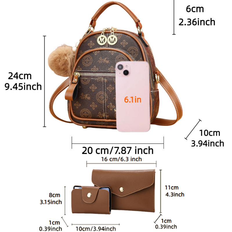 3点セット レディースバッグ、軽量高級プリントミニバックパッ - Luxury Bags のレビューと価格