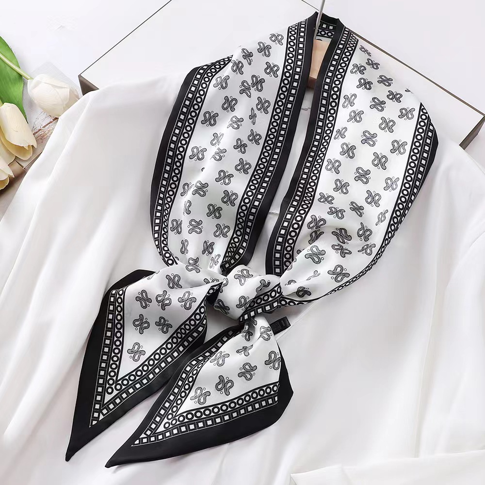 高級ゼブラプリントシルクスクエアスカーフ女性ソフトサテンハン - Discount Luxury Bags のレビューと価格