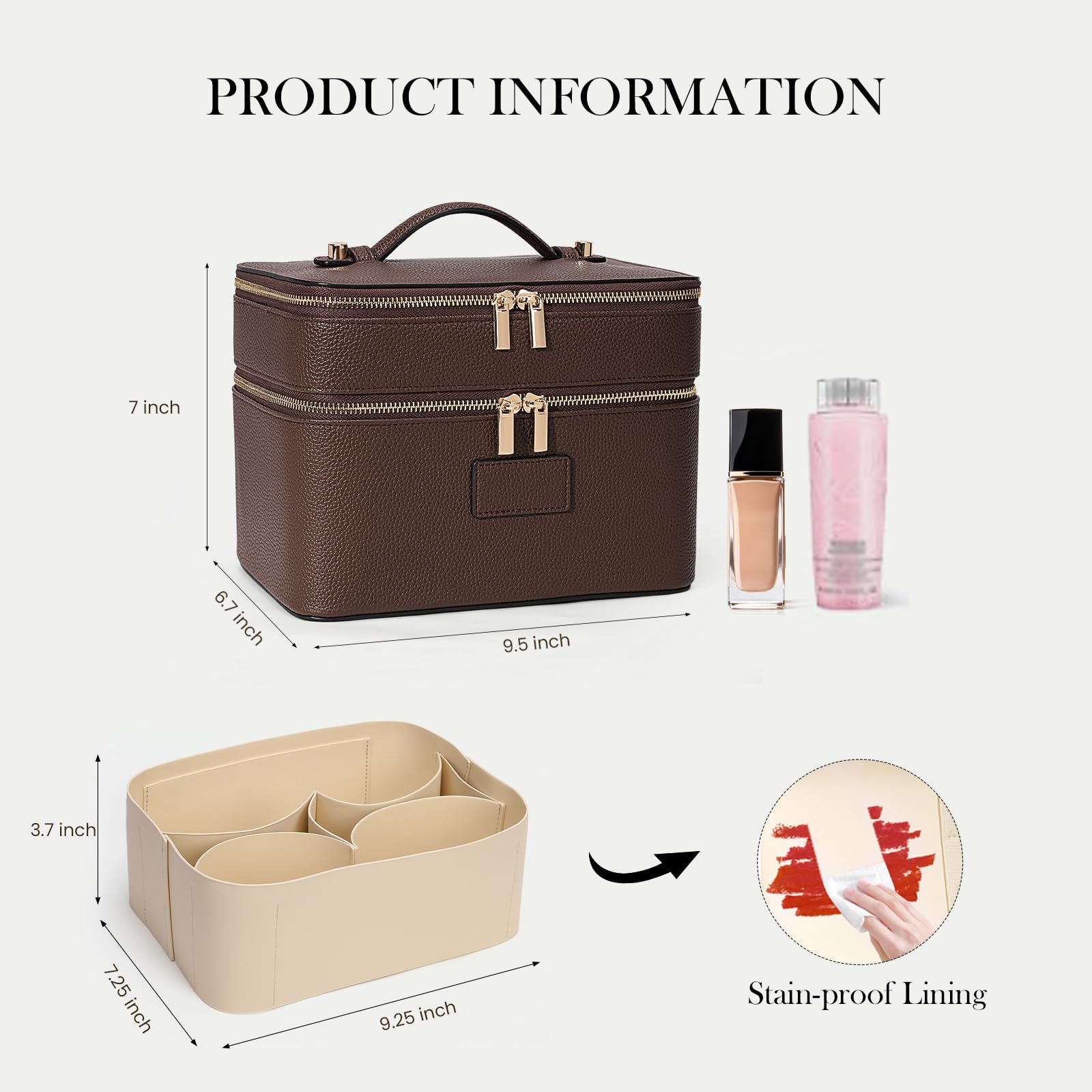 大容量二層式高級化粧ポーチ 旅行用トップハンドル付きポータブ - Luxury Bags For Travel のレビューと価格