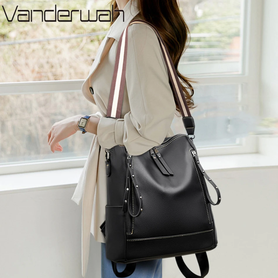 デラックスブランドのソフトレザーバックパック,防水,プレッピ - Luxury Bags Brands のレビューと価格